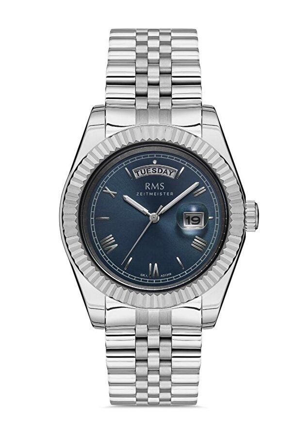 RMS.1.AG1349.04 Takvim ve Gün Göstergeli Romen Rakamlı 5 Atm Suya Dayanıklı Çelik Kasa Metalik Renk Erkek Kol Saati