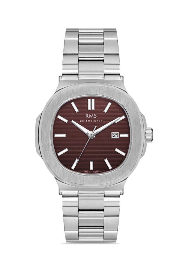 RMS.1.AG1614.07 Kristal Cam Çelik Kordon Çelik Kasa 5 ATM Suya Dayanıklı Metalik Renk Erkek Kol Saati