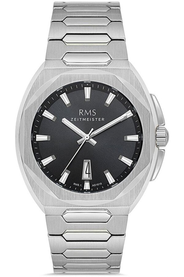 RMS.1.AG1619.03 Tasarım Kadranlı Kristal Camlı Çelik Kordon Çelik Kasa 5 ATM Suya Dayanıklı Metalik Renk Erkek Kol Saati