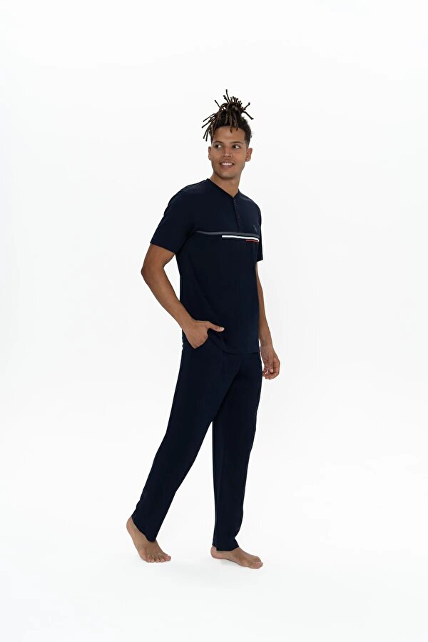 Erkek Alt Üst Düğmeli Pijama Takımı