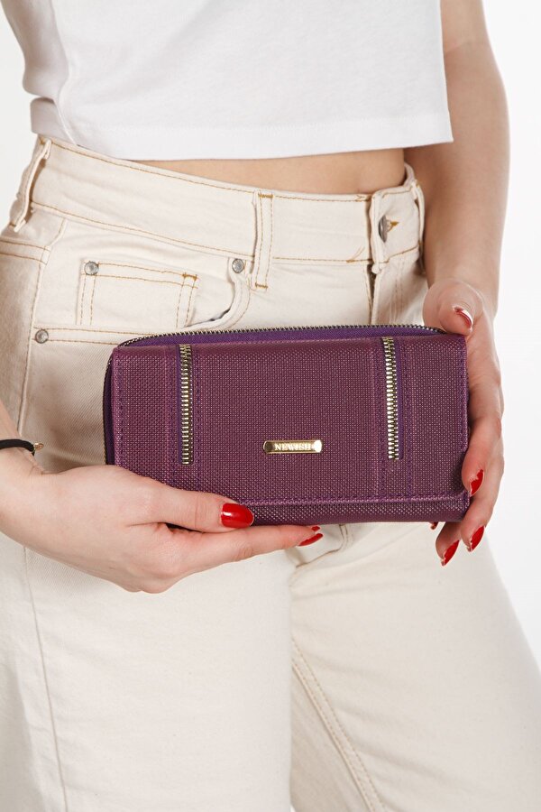 Kadın Kağıt Para ve Kartlık Bölmeli Cüzdan Fermuar Detaylı