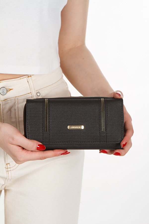 Kadın Kağıt Para ve Kartlık Bölmeli Cüzdan Fermuar Detaylı