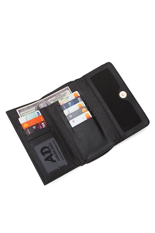 Kadın Kağıt Para ve Kartlık Bölmeli Cüzdan Fermuar Detaylı