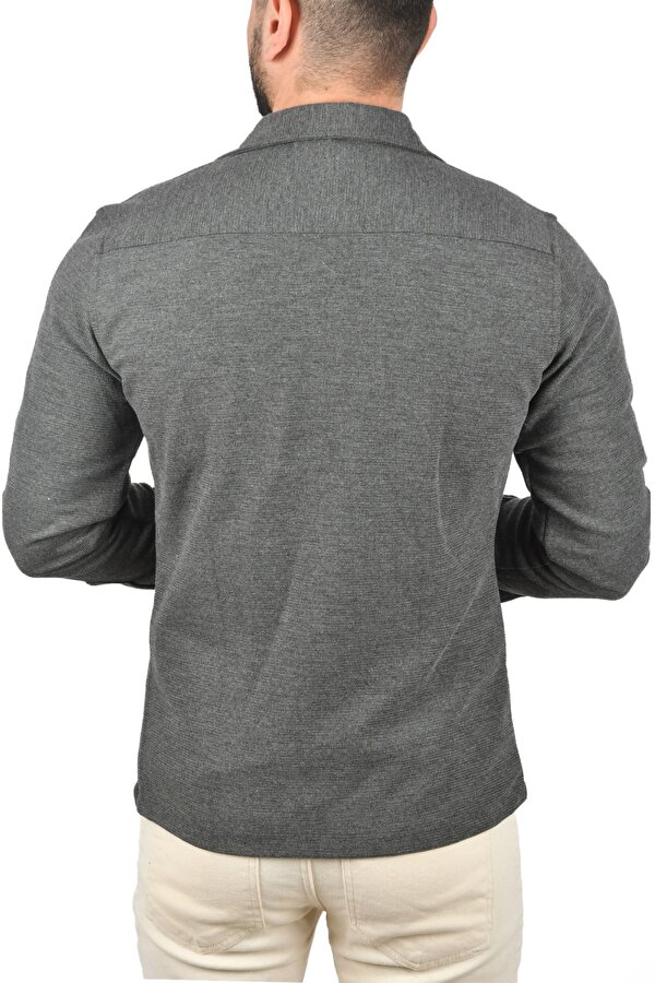 DeepSEA Erkek Füme Örme Kalın Kumaş Gömlek Yaka Çıtçıtlı Cepleri Kapaklı Spor Ceket 2500557