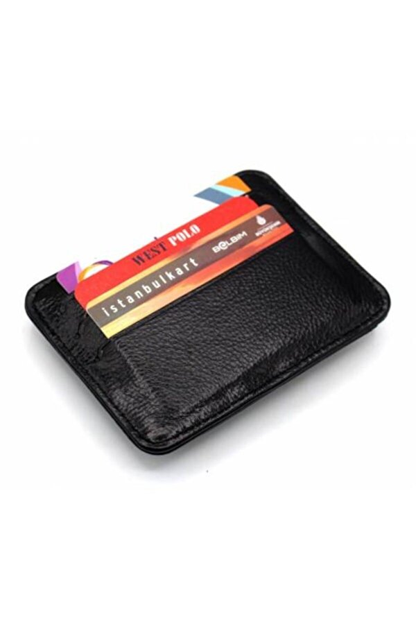 West Polo Hakiki Deri Siyah Unisex Kartlık Try115