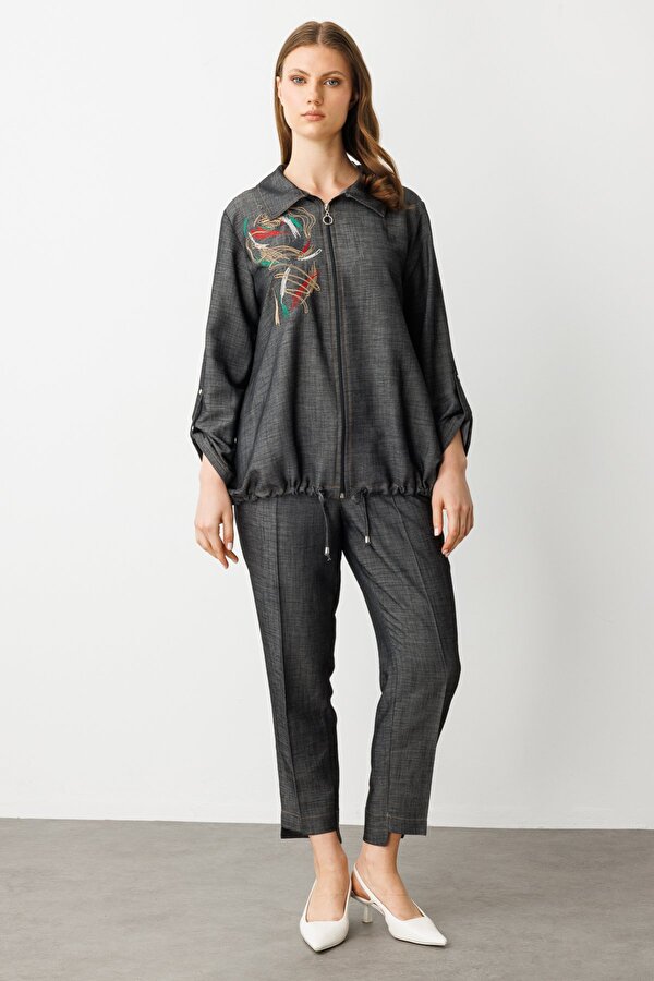 Kadın Büyük Beden Dar Paça Pantolon 7570 Siyah