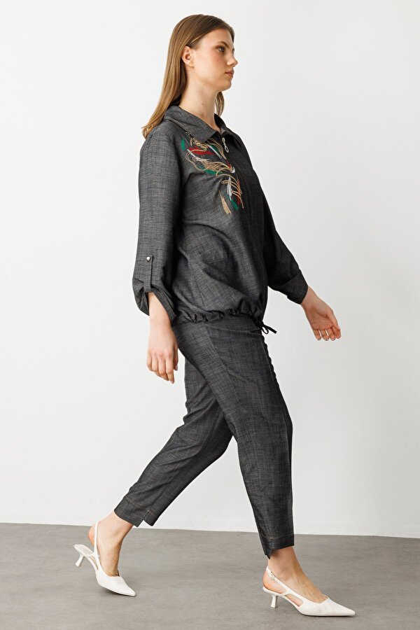 Kadın Büyük Beden Dar Paça Pantolon 7570 Siyah