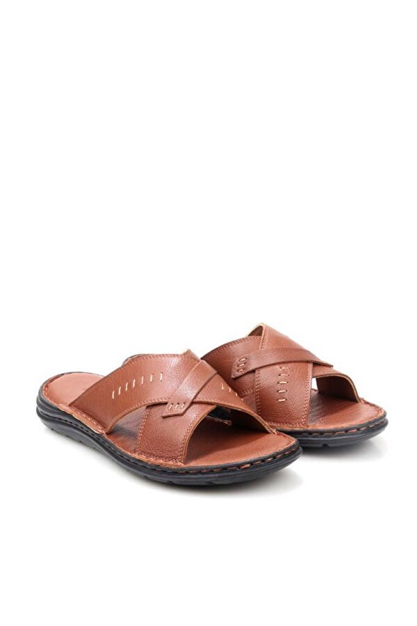 Pisagor PS-33520 Ortopedik Erkek Masaj Tabanlı Hakiki Deri Terlik