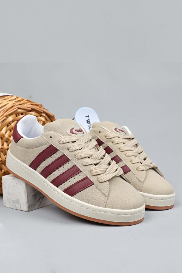 Spor Sneaker Ayakkabı Kum Bordo