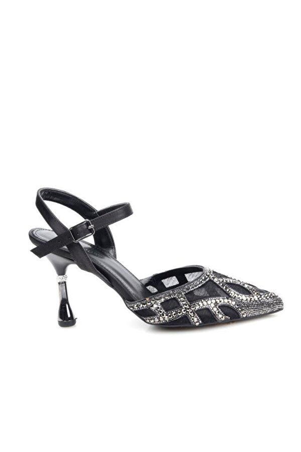 Pisagor Ps-33350 8,5 Cm Topuklu Kadın Taşlı Arkası Açık Stiletto Abiye Ayakkabı