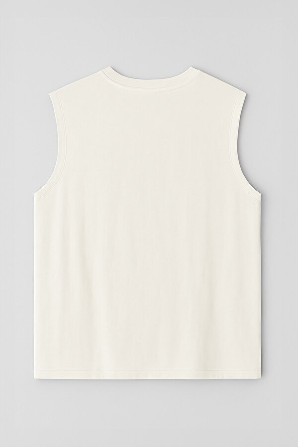 Erkek %100 Pamuk Bisiklet Yaka Bear Baskılı Kolsuz T-shirt