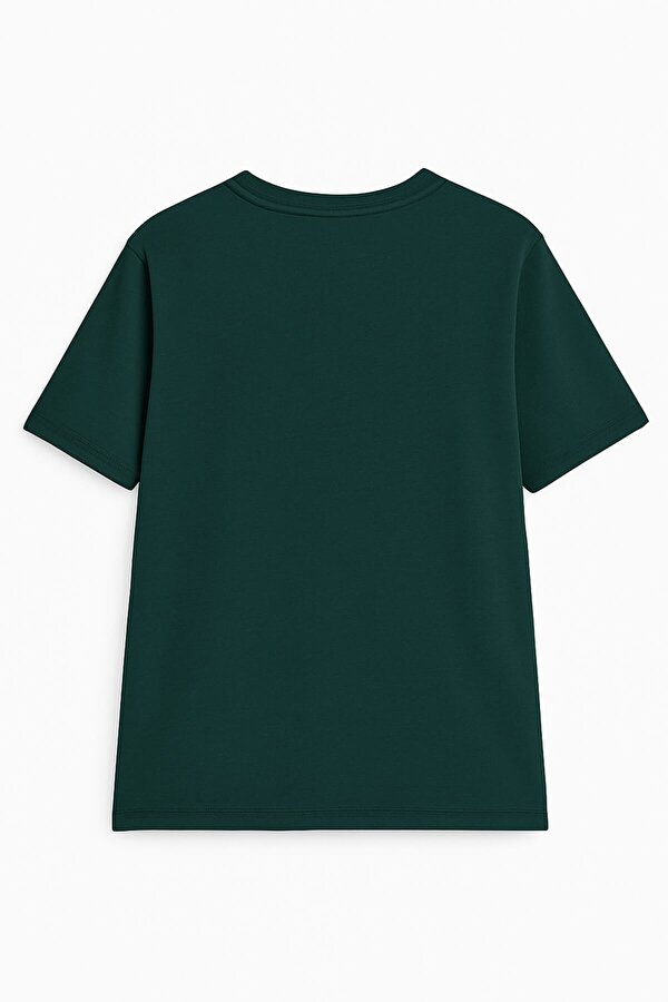 Erkek Rahat Kesim Bisiklet Yaka Baskı Detay T-shirt