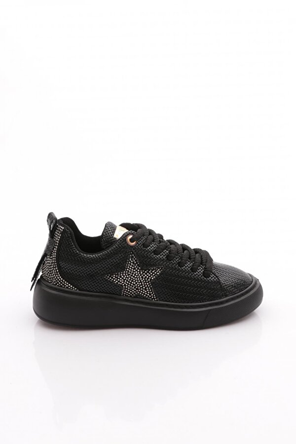 B1004 Kadin Silver Taşli Baskili Sneakers Ayakkabi