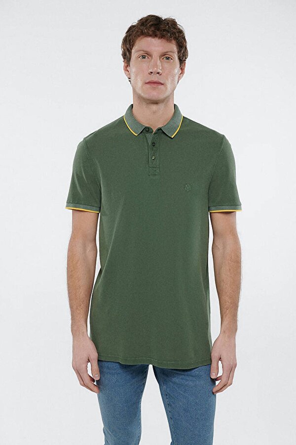 M065920-30721-23Y Erkek Polo T-Shirt Zeytin Yeşili