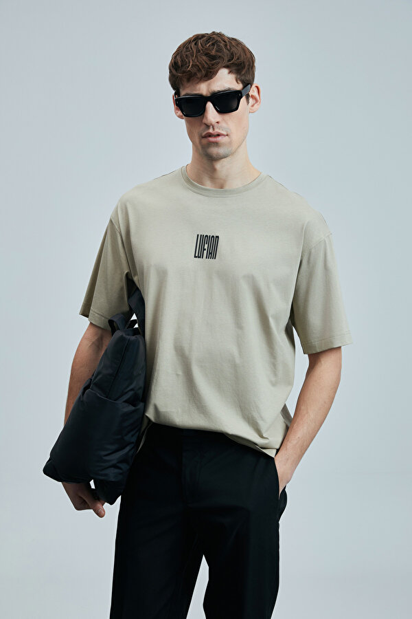 Erkek Helıx Modern Grafik T-Shirt 111020245 Bej