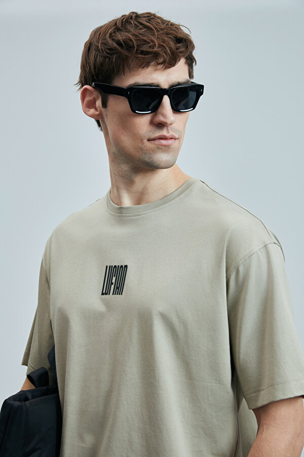 Erkek Helıx Modern Grafik T-Shirt 111020245 Bej