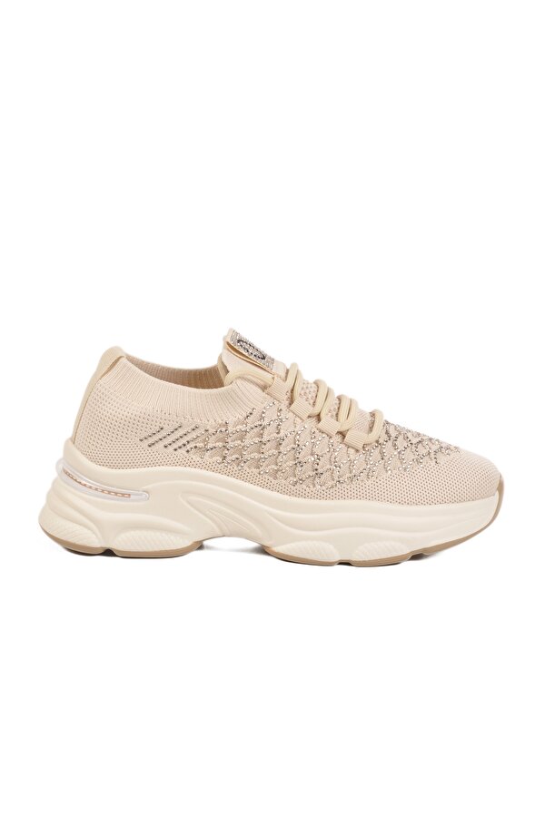 Krem Triko Örme Anatomik Kadın Sneaker