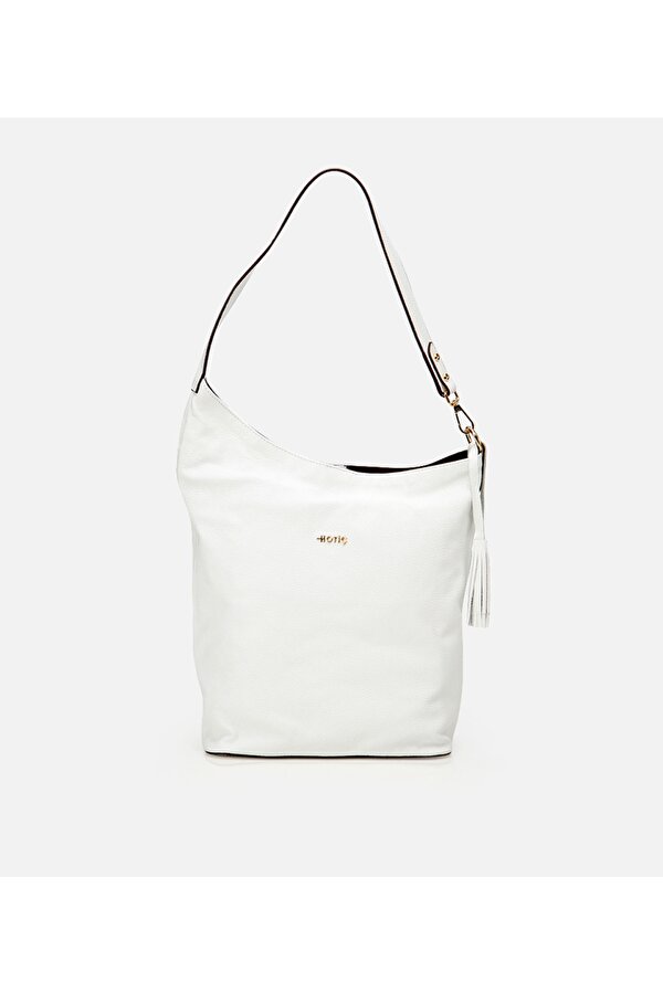 Kadın Deri Beyaz Asimetrik Yumuşak Dokulu Omuz Çantası