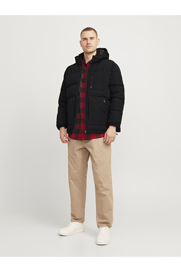 Jack Jones Jjeotto Puffer Jacket Sn Pls Erkek Siyah Büyük Beden Mont 12263996-02