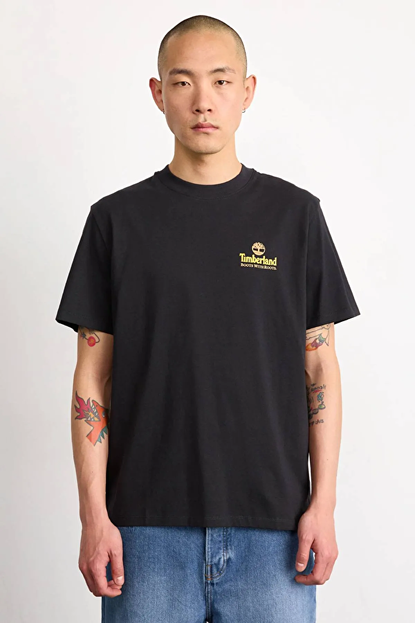 Illustrated Tree Logo Back Graphic Tee Erkek Siyah Tshirt Tb0a6dg50011