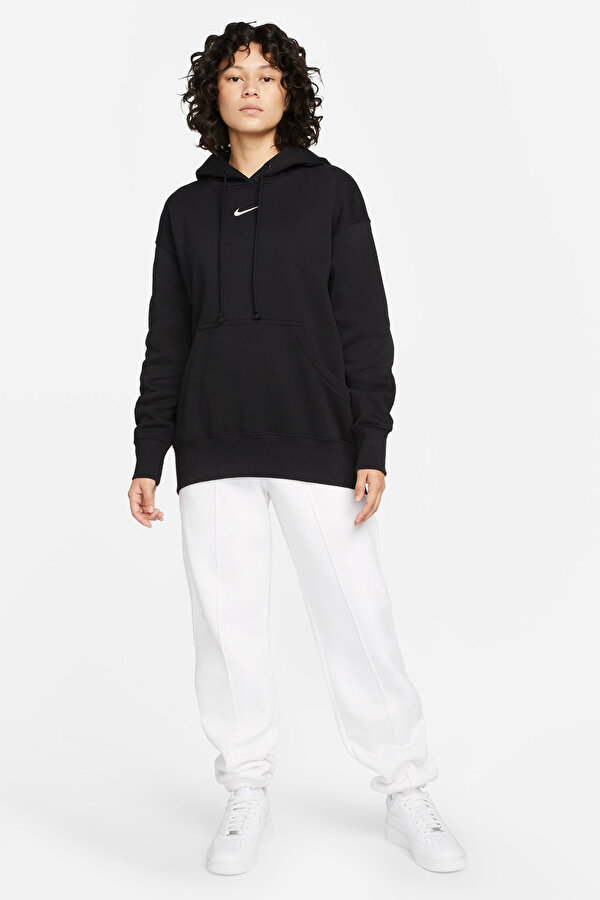 W NSW PHNX FLC OS PO HOOD Siyah Kadın Sweatshirt