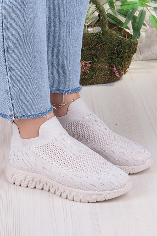 5060 Divamod Hafif Rahat Taş Detaylı Fileli Kadın Ayakkabı