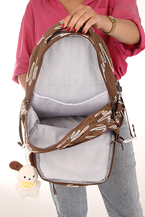 Rlx-1430 3 lü Set Çocuk Ortaokul-İlkokul çantası Kalemlikli Beslenme Çantalı Sırt Çantası KAHVERENGİ