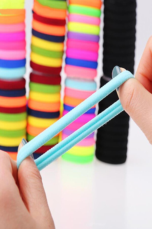 50 li Kadın Renkli Saç Lastik Toka Seti