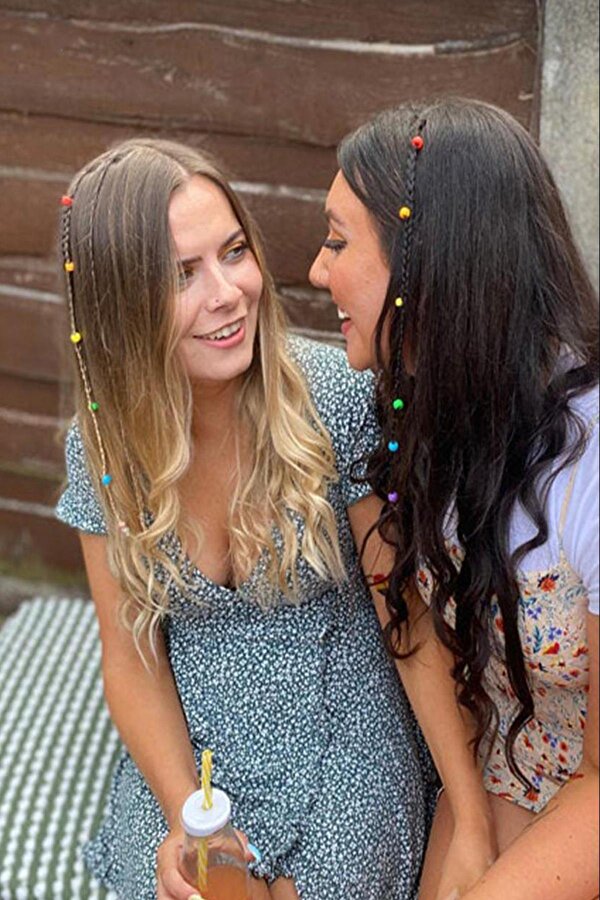 Kadın 20 Li Rainbow Saç Örgü Boncuğu