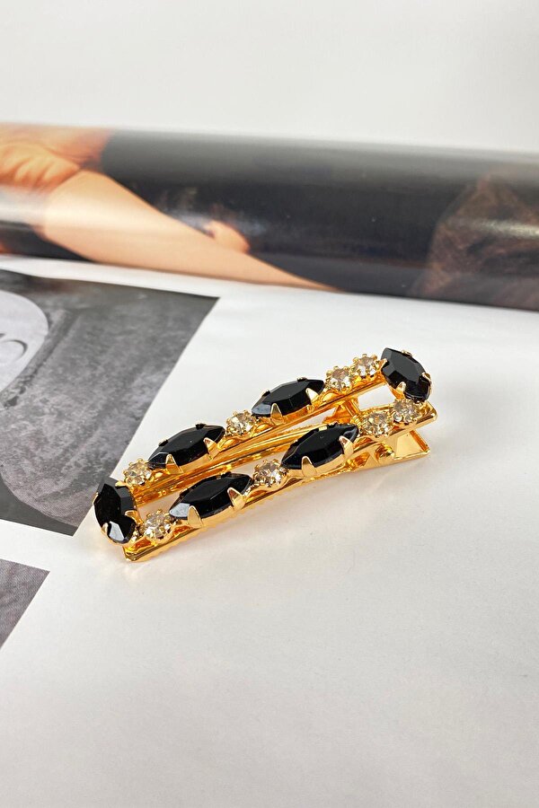 Kadın Siyah Kristal Taşlı Lüx Pens Toka