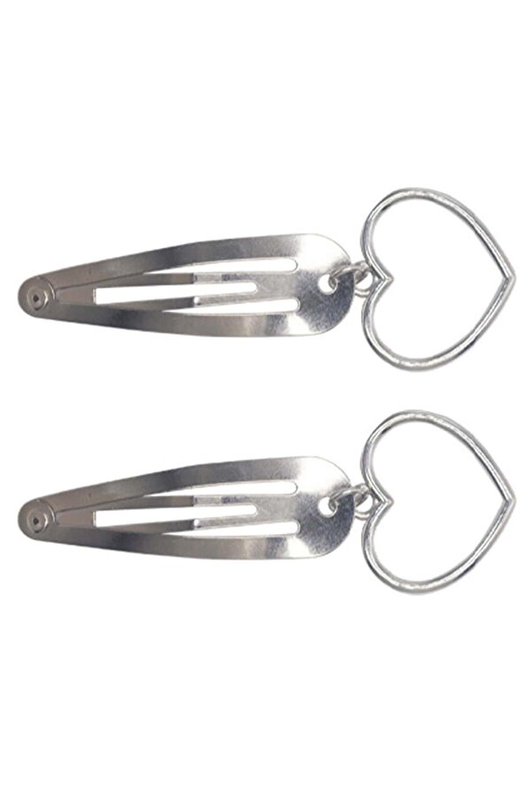 Gümüş Renk Trend 4 lü Sallantılı Kalp Çıt Çıt Toka