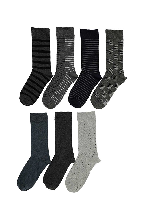 GEOMETRIK 7LI SKT-M 5PR GRI MULTI Erkek 7 Li Çorap