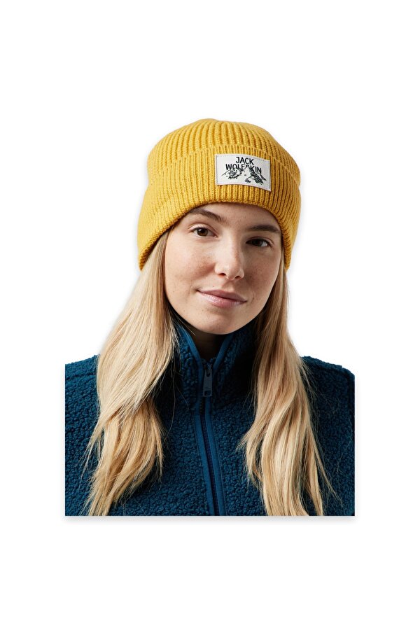 A61610 Badge Beanie Bere Sarı Unisex Bere