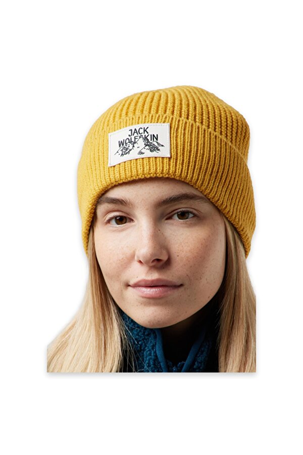 A61610 Badge Beanie Bere Sarı Unisex Bere