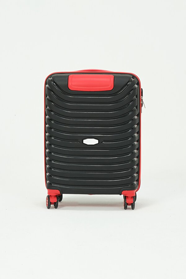 Unisex Siyah Kırmızı Kabin Boy Küçük Silikon Kırılmaz PP Valiz