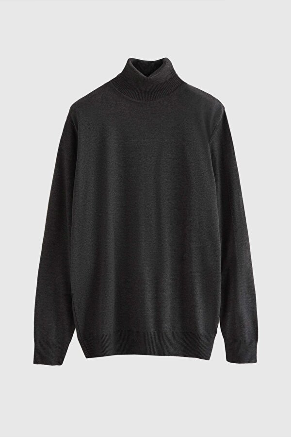 Ds Damat Regular Fit Antrasit Pamuk Karışımlı Balıkçı Yaka Triko Kazak