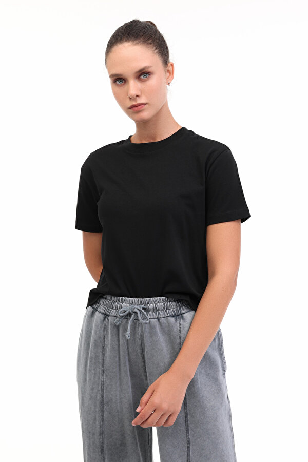 WB 11ASYA-T 5PR Siyah Kadın Kısa Kol T-Shirt