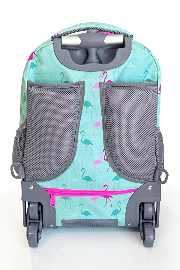 Kids Su Yeşili Flamingo Desenli Çekçekli 3 lü Çanta Seti SET0124022