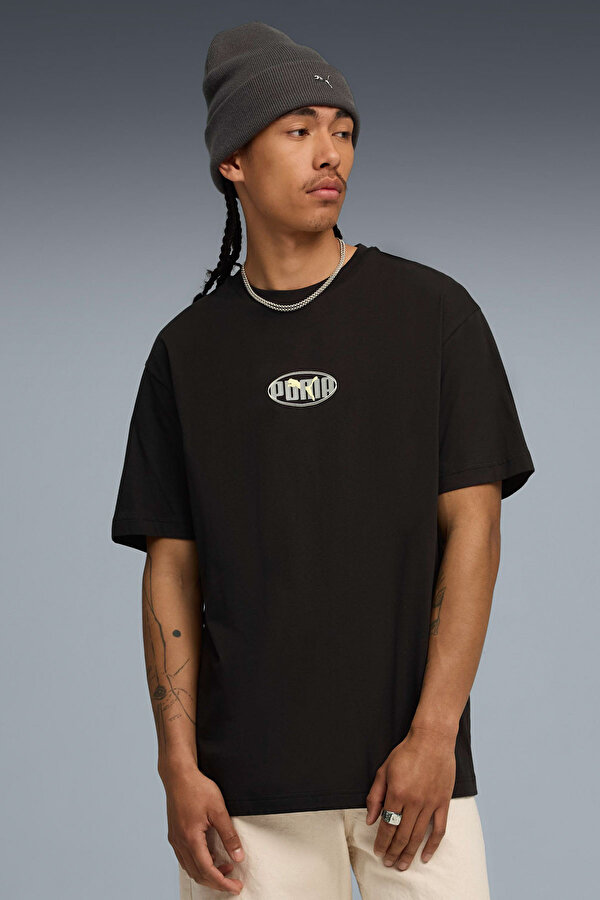 ESS LOGO LAB Relaxed Exec Siyah Erkek Kısa Kol T-Shirt
