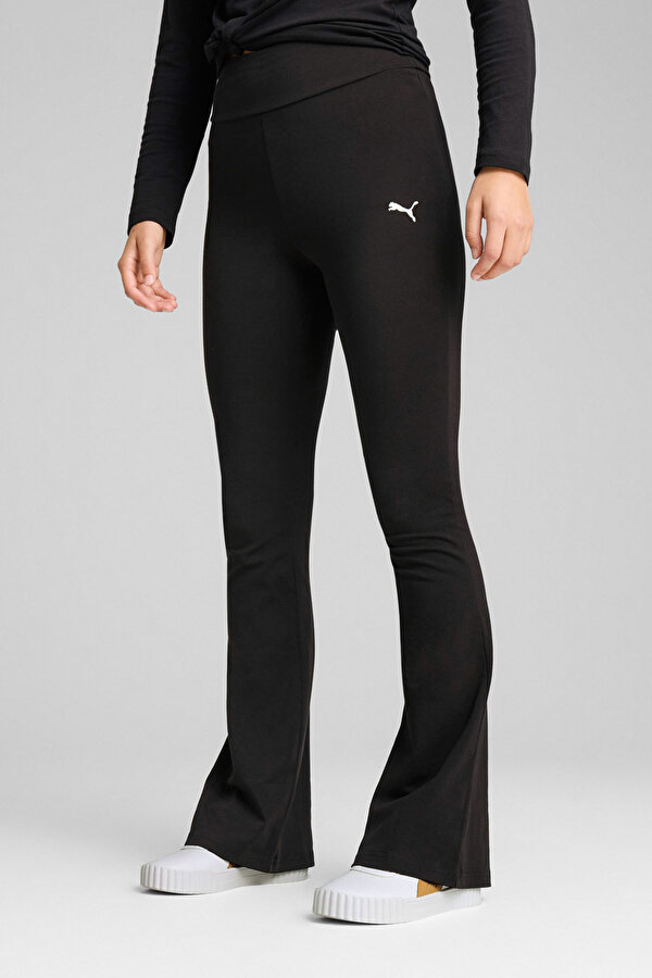 ESS High-Waist Flared Leg Siyah Kadın Eşofman Altı