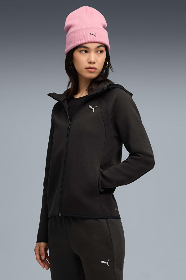 EVOSTRIPE Full-Zip Hoodie Siyah Kadın Fermuarlı Sweatshirt