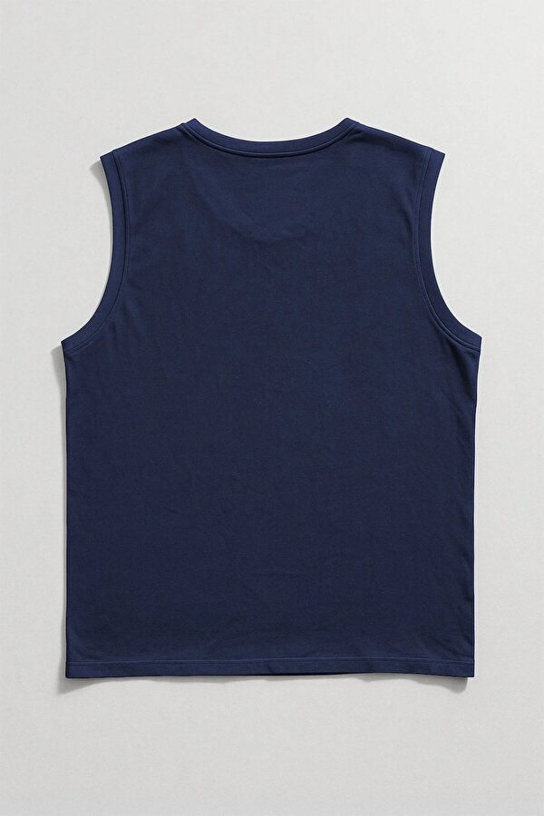 Erkek %100 Pamuk Bisiklet Yaka Shark Baskılı Kolsuz T-shirt