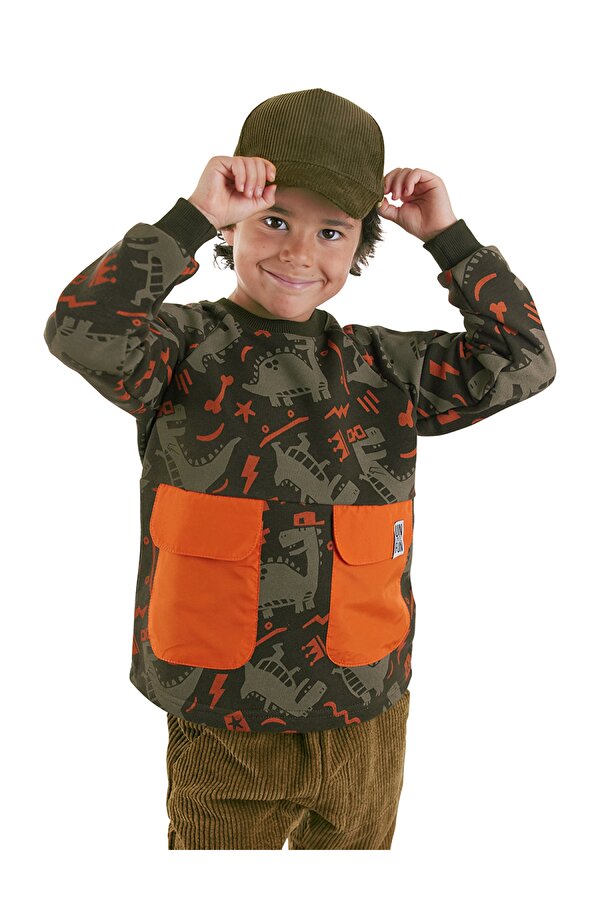 Kaykay Dino Erkek Çocuk Kahverengi Sweatshirt