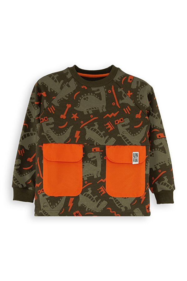 Kaykay Dino Erkek Çocuk Kahverengi Sweatshirt