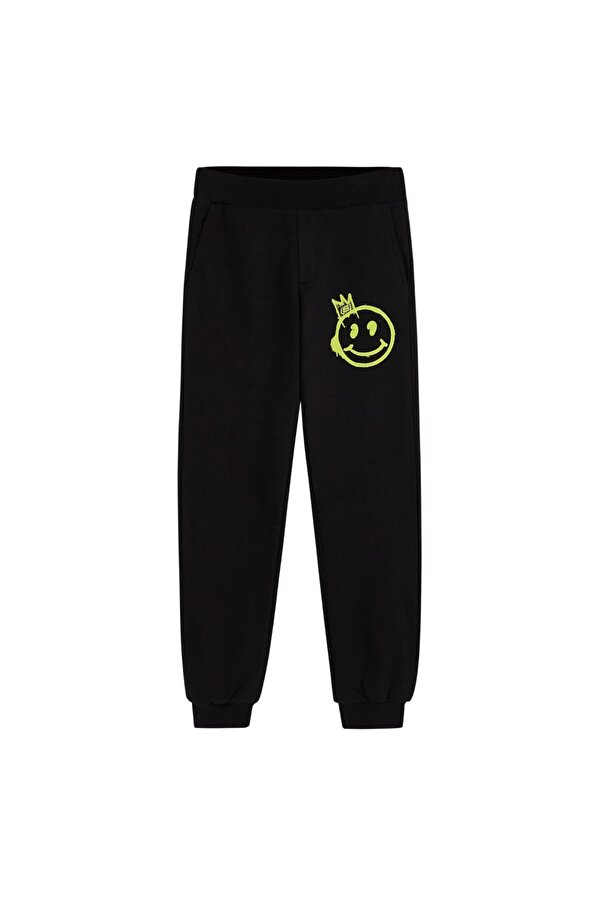 Sk232186 B Heavy Weight Fleece Siyah Çocuk Eşofman Altı