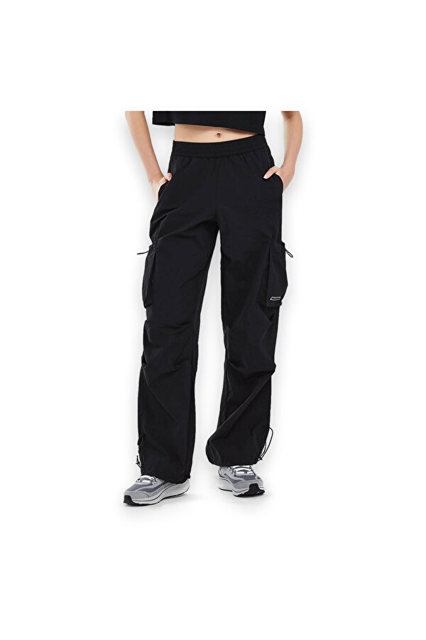 S2510121 W Micro Wide Leg Pant Siyah Kadın Eşofman Altı