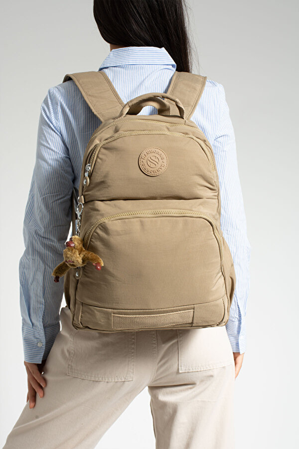 Sn-3005 Krinkıl Unisex Sırt Çantası Okul Çantası laptop bölmeli BEJ