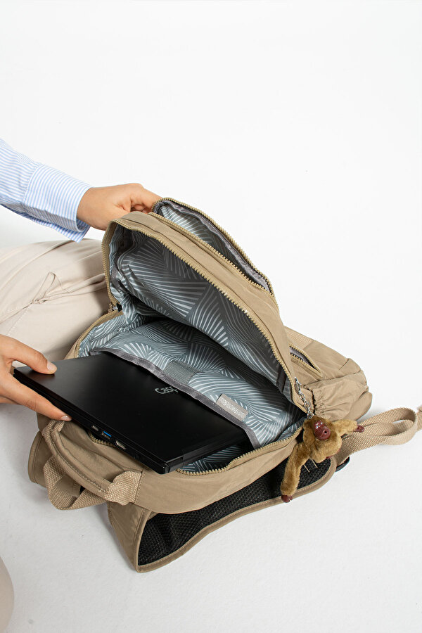 Sn-3005 Krinkıl Unisex Sırt Çantası Okul Çantası laptop bölmeli BEJ