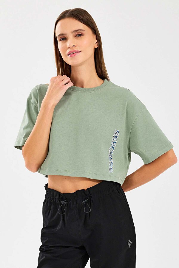 W Crop Fit Graphic Tee T- Yeşil Kadın Kısa Kol T-Shirt
