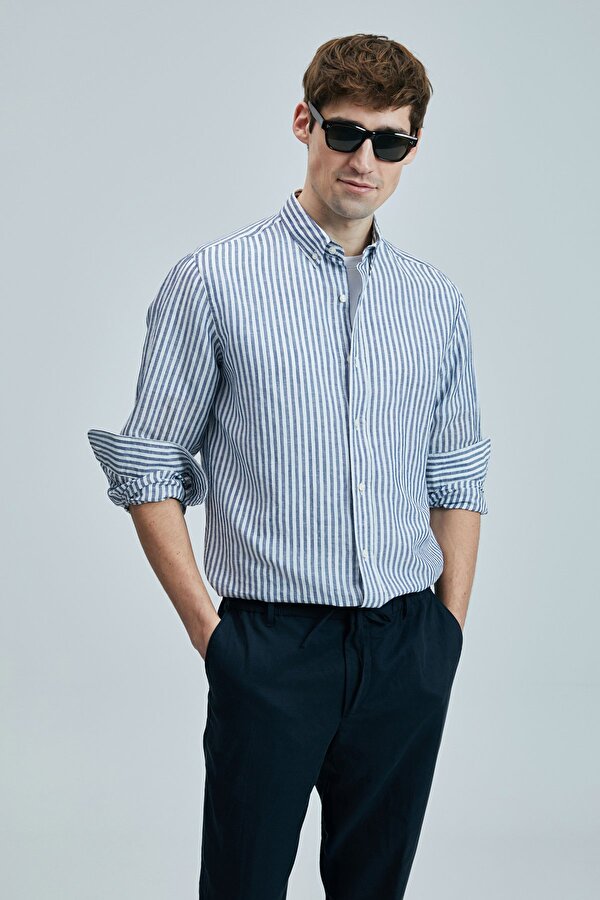 111010631 Bert Erkek Keten Pamuklu Gömlek Regular Fit Erkek Gömlek